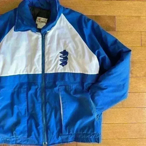Canada Sportswear | Vintage Mens jacket Randy’s Rat Hole blue & white  size L - Picture 2 of 6